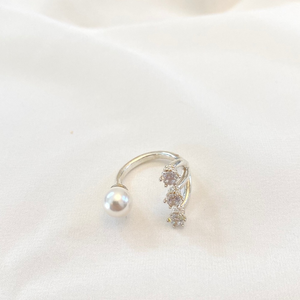 Sterling Silver Pearl Jewel Ring Open Jewelry
